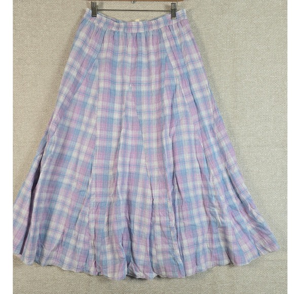 Listicle Dresses & Skirts - Listicle Womens Pastel Plaid Cotton Maxi Skirt Lavender Blue Elastic Waist Sz L